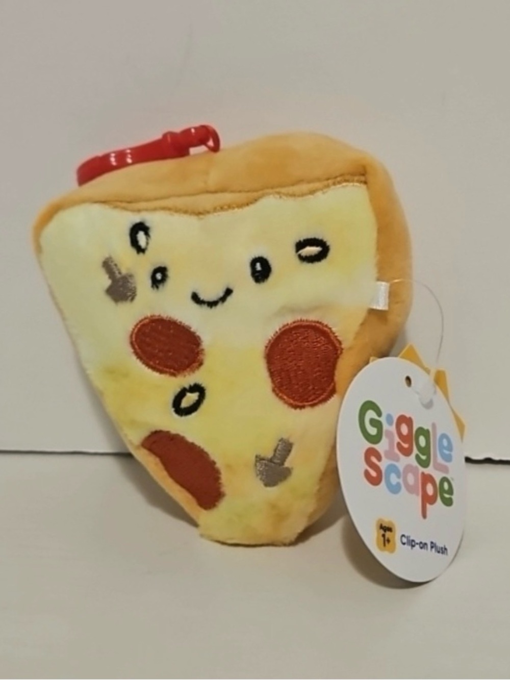 Gigglescape pepperoni mushroom pizza slice keychain clip on ring